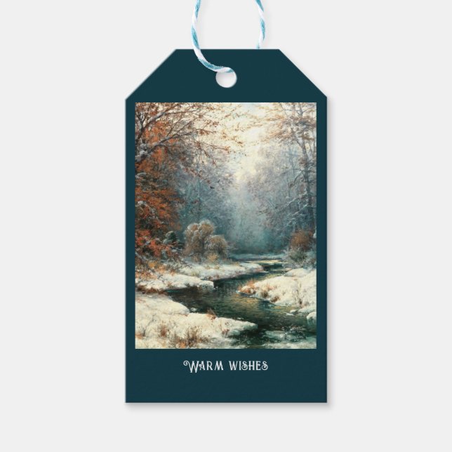 Winter River Landscape Gift Tags (Front)