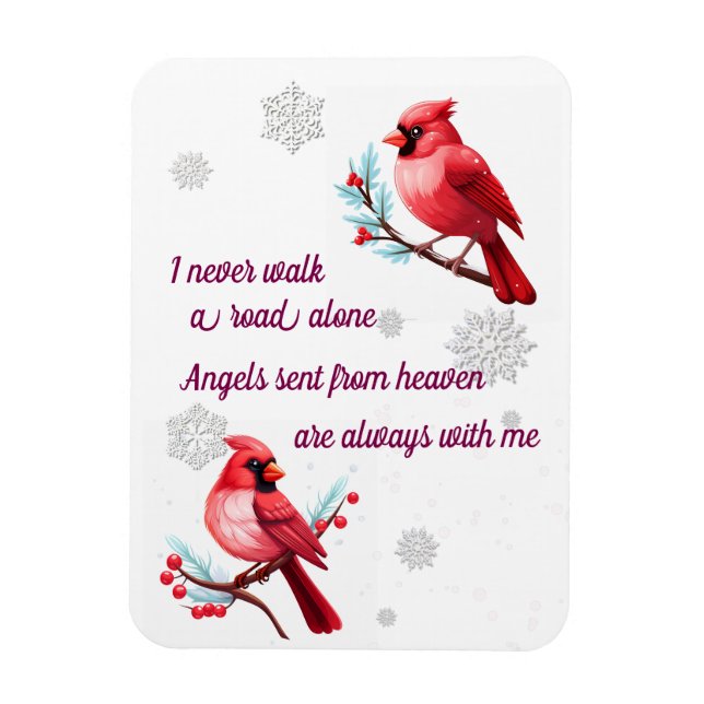 Winter road cardinals from Heaven Magnet (Vertical)