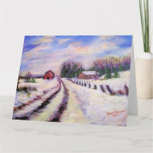 Winter Road orignal landscape Art Greeting Card
