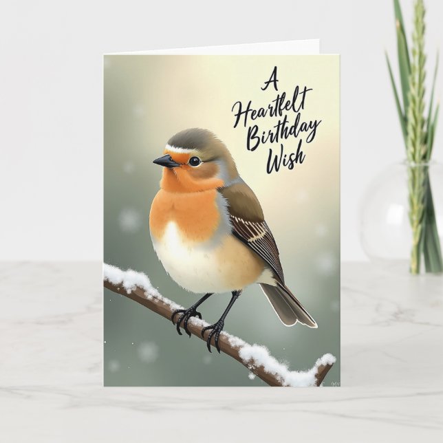 Winter Robin Birthday Card (Front)