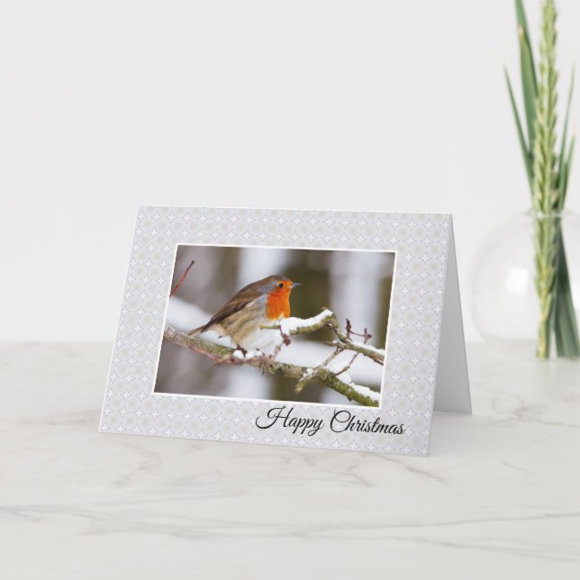 Winter Robin Happy Christmas Card (Front)