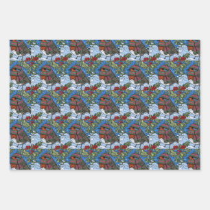 Winter Robin in Knitted Hat & Scarf Wrapping Paper
