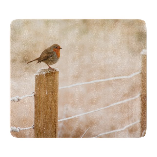 Winter Robin Redbreast Cutting Board (Front)