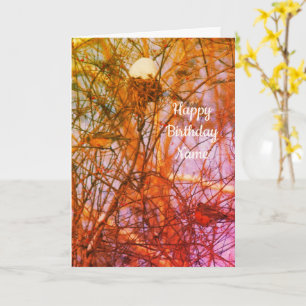 Winter Robins Nature Art Personalised Birthday Card