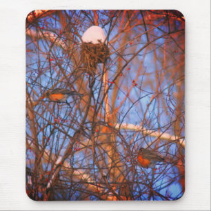 Winter Robins Wildlife Nature Mouse Mat