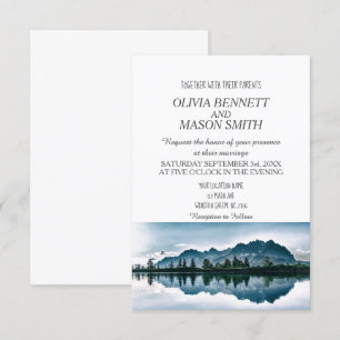 Winter Rocky Mountain Lake Country Wedding Invitation