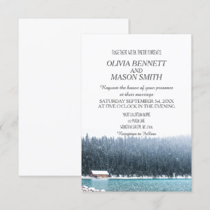 Winter Rocky Mountain Lake Country Wedding Invitation