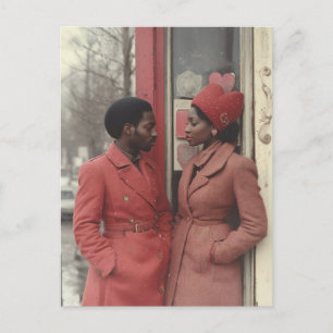 Winter Romance: A Black Couple’s Intimate Moment Postcard