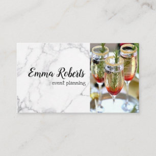 Winter Romantic Pink Rose Rustic Event Planning Business Card