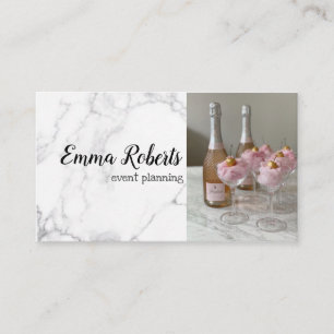 Winter Romantic Pink Rose Rustic Event Planning Business Card