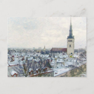 Winter Rooftops in Tallinn, Estonia Europe Art Postcard