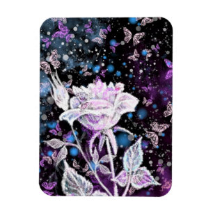 Winter Rose and Butterflies - Beautiful Magnet