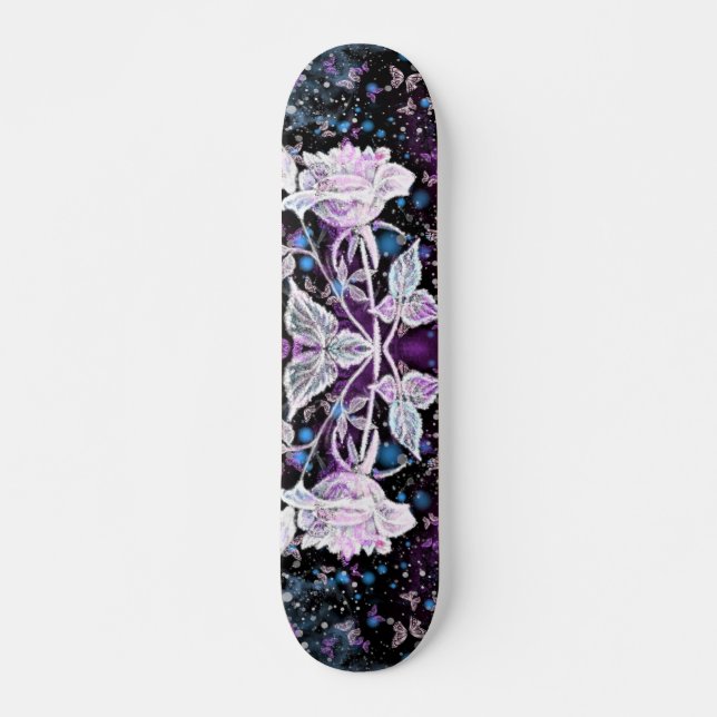 Winter Rose and Butterflies - Beautiful Skateboard (Front)