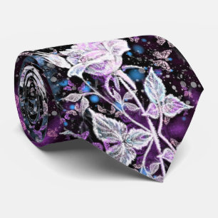 Winter Rose and Butterflies - Beautiful Tie