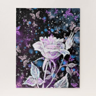 Winter Rose and Butterflies - Romantic Jigsaw Puzzle