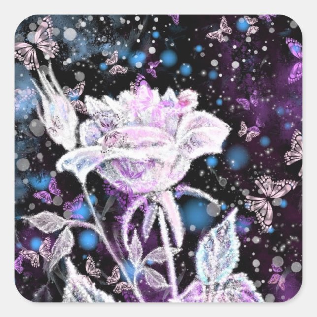 Winter Rose and Butterflies Sticker (Front)