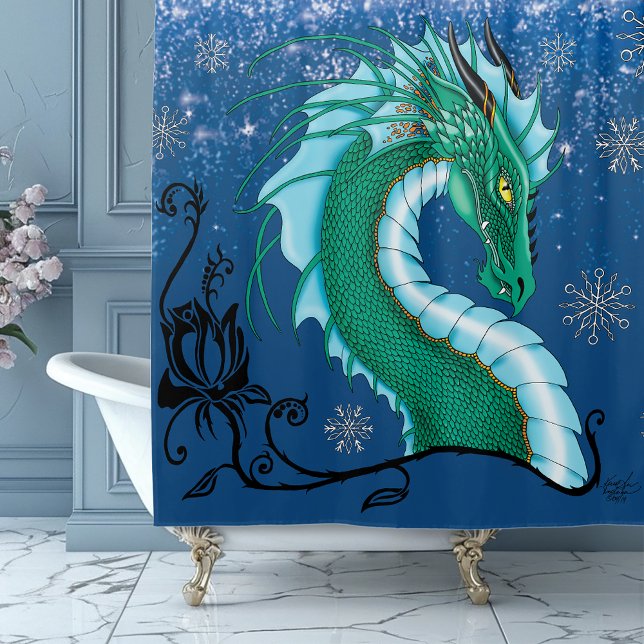Winter Rose Dragon Shower Curtain (Creator Uploaded)
