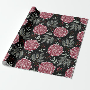 Winter Rose Flower  Wrapping Paper