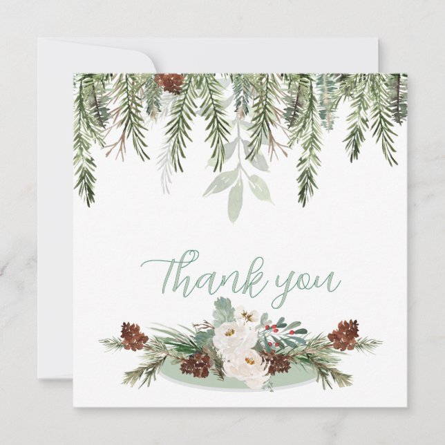 Winter Rose Pinery Monogram Thank You Card (Front)