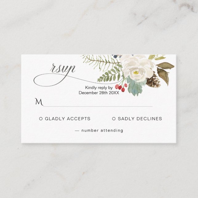 Winter Rose Pinery RSVP Enclosure Card (Front)