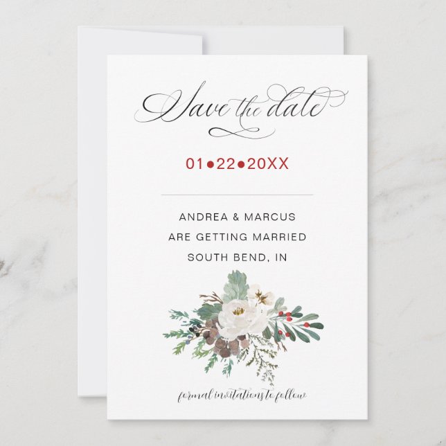 Winter Rose Pinery RSVP Save The Date (Front)
