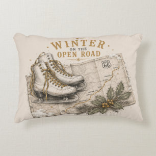 Winter Route 66 Holiday Road Trip Decor Decorative Cushion