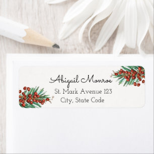 Winter Rowan berries Christmas Return Address