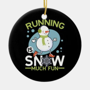 Winter Runner - Running is Snow Much Fun Ceramic Tree Decoration