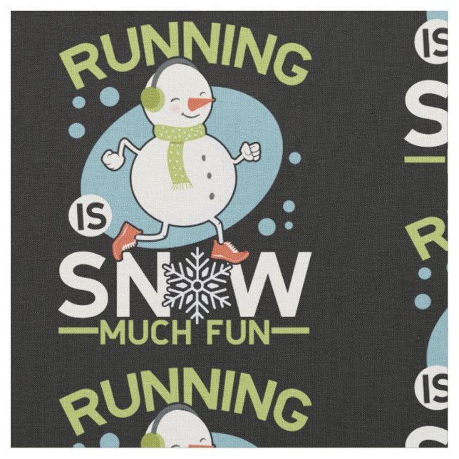 Winter Runner - Running is Snow Much Fun Fabric (Close Up)