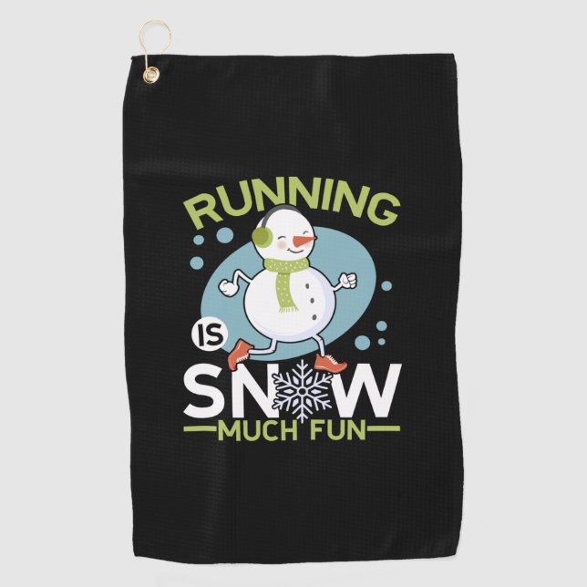 Winter Runner - Running is Snow Much Fun Golf Towel (Front)