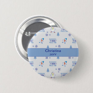 Winter Running - Snowman Christmas Tree 6 Cm Round Badge