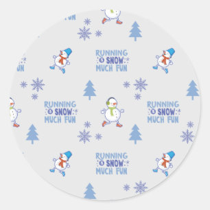 Winter Running - Snowman Christmas Tree Classic Round Sticker