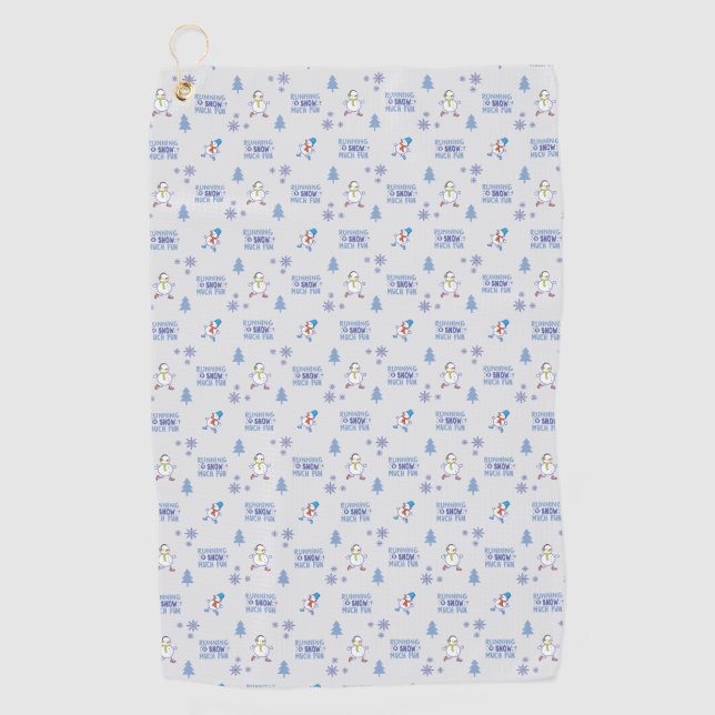 Winter Running - Snowman Christmas Tree Golf Towel (Front)