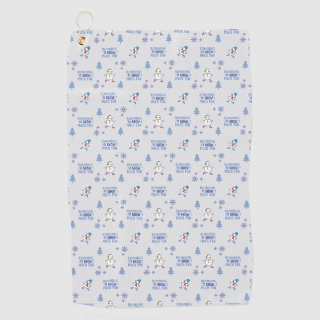 Winter Running - Snowman Christmas Tree Golf Towel (Front)