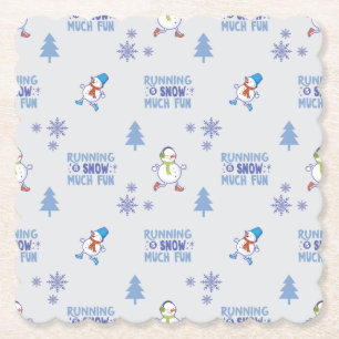 Winter Running - Snowman Christmas Tree Paper Coaster