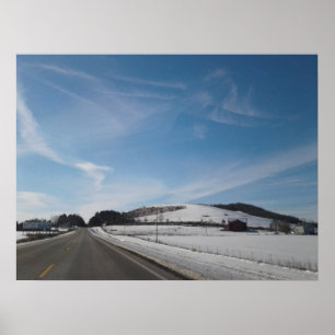 Winter Rural Scene with Hill Poster
