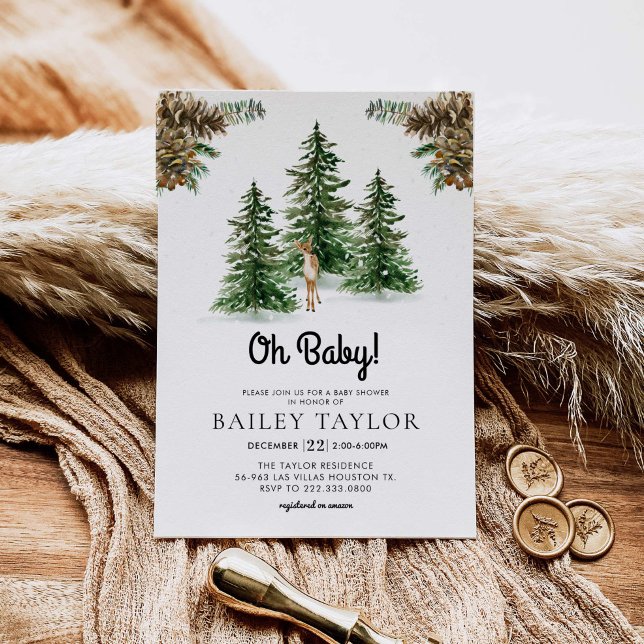 Winter Rustic Baby Shower Invitations (Creator Uploaded)