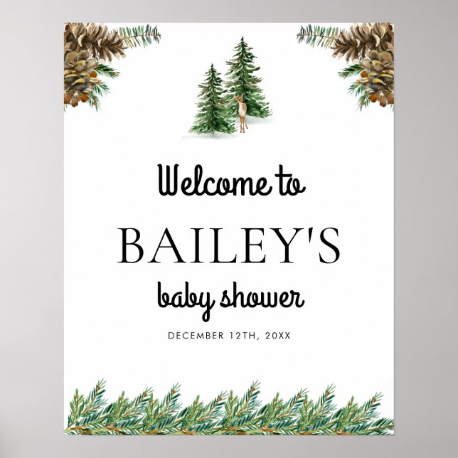 Winter Rustic Baby Shower Welcome Sign (Front)