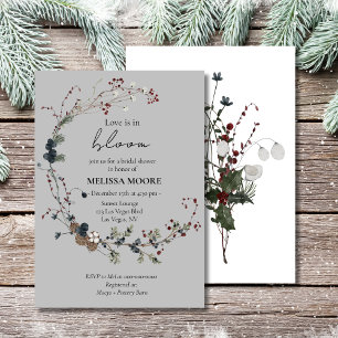 Winter Rustic Boho Love Is In Bloom Bridal Shower  Invitation
