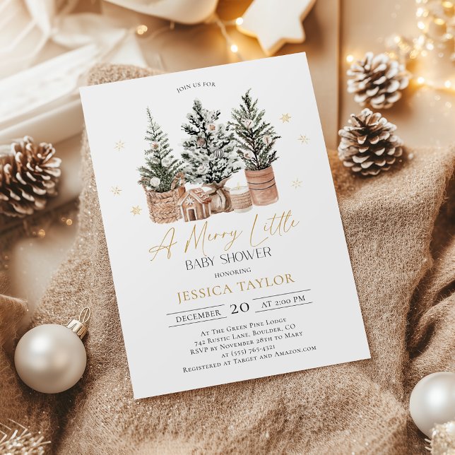 Winter Rustic Christmas A Merry Little Baby Shower Invitation (Creator Uploaded)