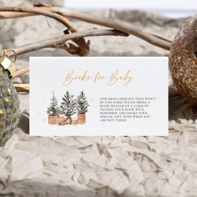 Winter Rustic Christmas Baby Shower Books for Baby Enclosure Card (Creator Uploaded)