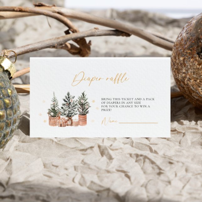Winter Rustic Christmas Baby Shower Diaper raffle Enclosure Card (Creator Uploaded)
