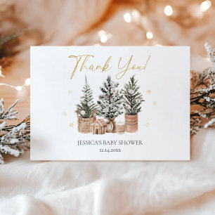 Winter Rustic Christmas Trees Thank You Card