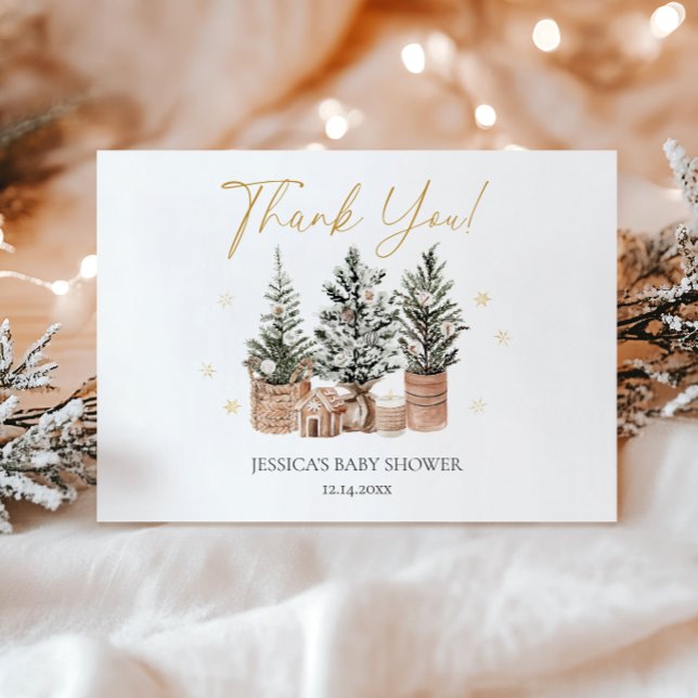 Winter Rustic Christmas Trees Thank You Card (Creator Uploaded)