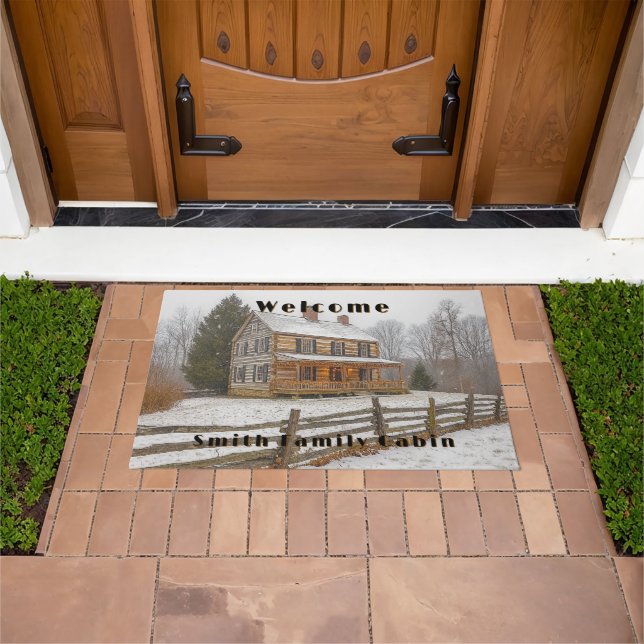Winter Rustic Country Log Cabin Snow Doormat (Outdoor)