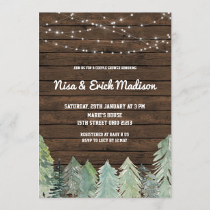 Winter Rustic Couples Baby Shower Invitation