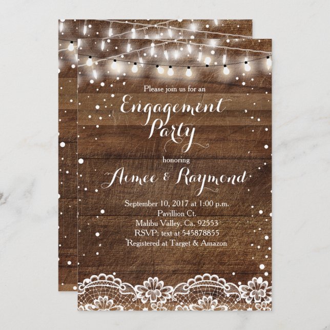 Winter Rustic Engagement Party Invitation (Front/Back)