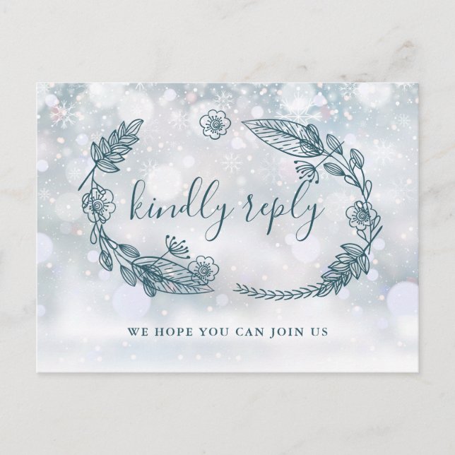 Winter Rustic Floral Song Request RSVP Card (Front)