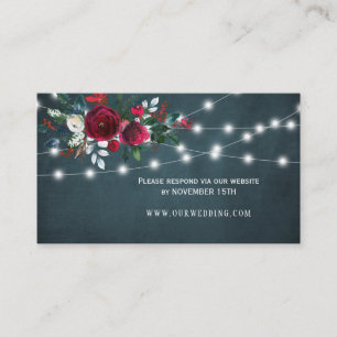 Winter rustic floral wedding website RSVP insert