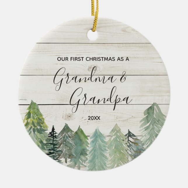 Winter Rustic Grandma Grandpa Christmas Ornament (Front)